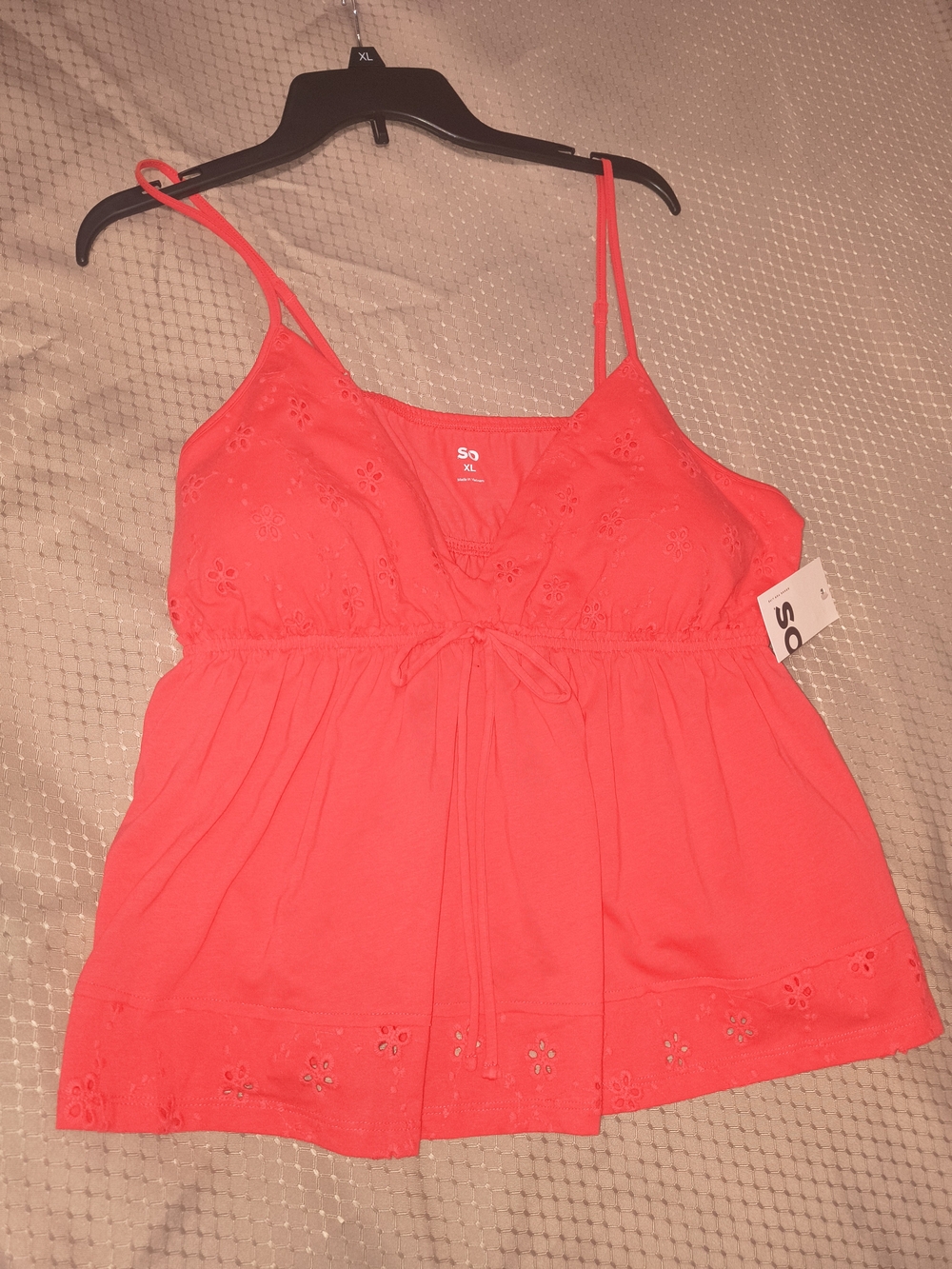 SO Women’s Coral Eyelet Camisole Tank Top